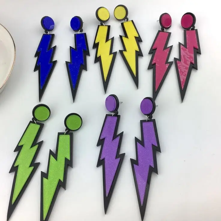 

fashion jewelry exaggerated lightning acrylic earring 5 colors can choose