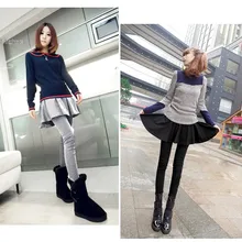 Lady s Skirt New Sweet Lovely Brief Pleated Skirt and Slim Fit Leggings Fake Two Pieces