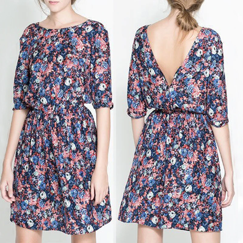 Buy Cheap New 2016 Fashion Women Summer Tropical Dress Floral Print Vestidos Half Sleeve Casual Dresses Women Plus Size Free Shipping