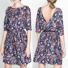 New 2016 Fashion Women Summer Tropical Dress Floral Print Vestidos Half Sleeve Casual Dresses Women Plus Size Free Shipping