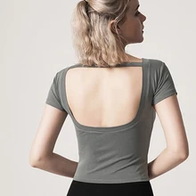 SALSPOR, Новое поступление, женская спортивная рубашка, Йога, повседневная, одноцветная, открытая спина, дышащий, для фитнеса, укороченный топ, для спортзала, тренировки, топы для женщин