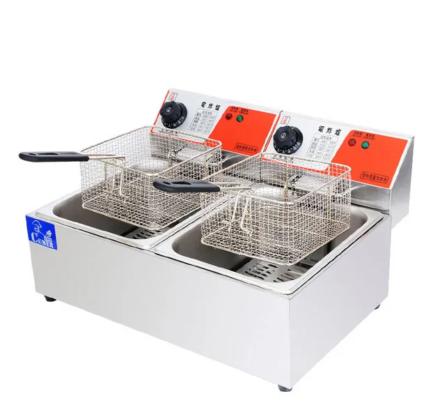 

Commercial Electric Fryer Double Cylinder French Fries Fried Chicken 12 Liters Home Electric Fryer Fried Fritters Barbecue Fryer