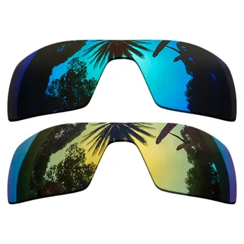 

(Ice Blue Mirrored+24K Gold Mirrored Coating) 2-Pieces Polarized Replacement Lenses for Oil Rig Frame 100% UVA & UVB Protection