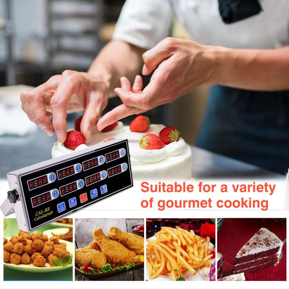 

Digital Kitchen Timer Magnetic Cooking Thermohygrometer 8 Channel with Large LCD Digital Kitchen Timer