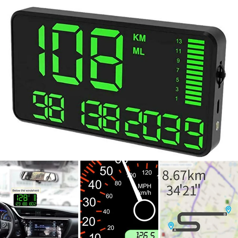 DC5V Set Kit C90 Universal Car Trucks HUD Speedometer Digital Display Overspeed Warning Black Accessories Tool