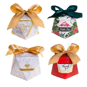 

30pcs Diamond Shape Paper Box Wedding Decoration Favors Gift Box for Guests Birthday Party Candy Package Box with Thank you
