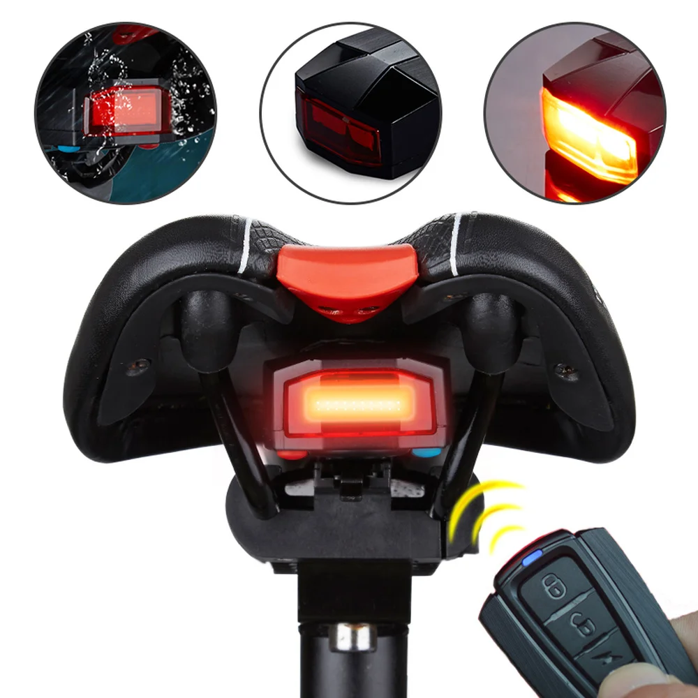 A6 велосипедный задний светильник+ беспроводной пульт дистанционного управления охранная сигнализация USB Перезаряжаемый Предупреждение ющий задний светильник s светодиодный люмен задний фонарь для безопасности