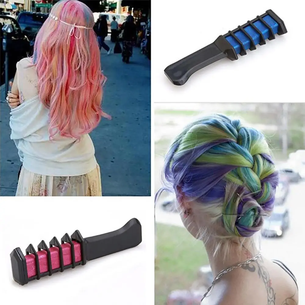 

1pc Fashion Temporary Hair Color Chalk Powder Comb Hair Dye Styling Tool for Cosplay Party Safe Dye Hair Comb