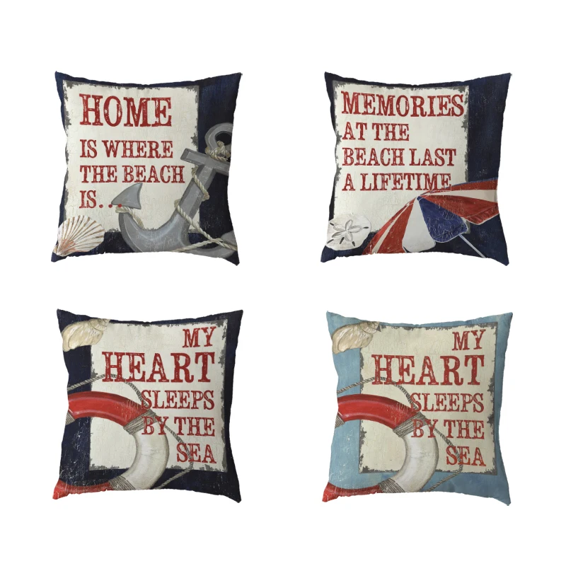 Us 2 66 20 Off Vintage White Throw Cushion Cover Beach Umbrella Alphabet Lounge Chair Anchor Red Home Bedroom Sofa Drom Decoration Pillow Cases In