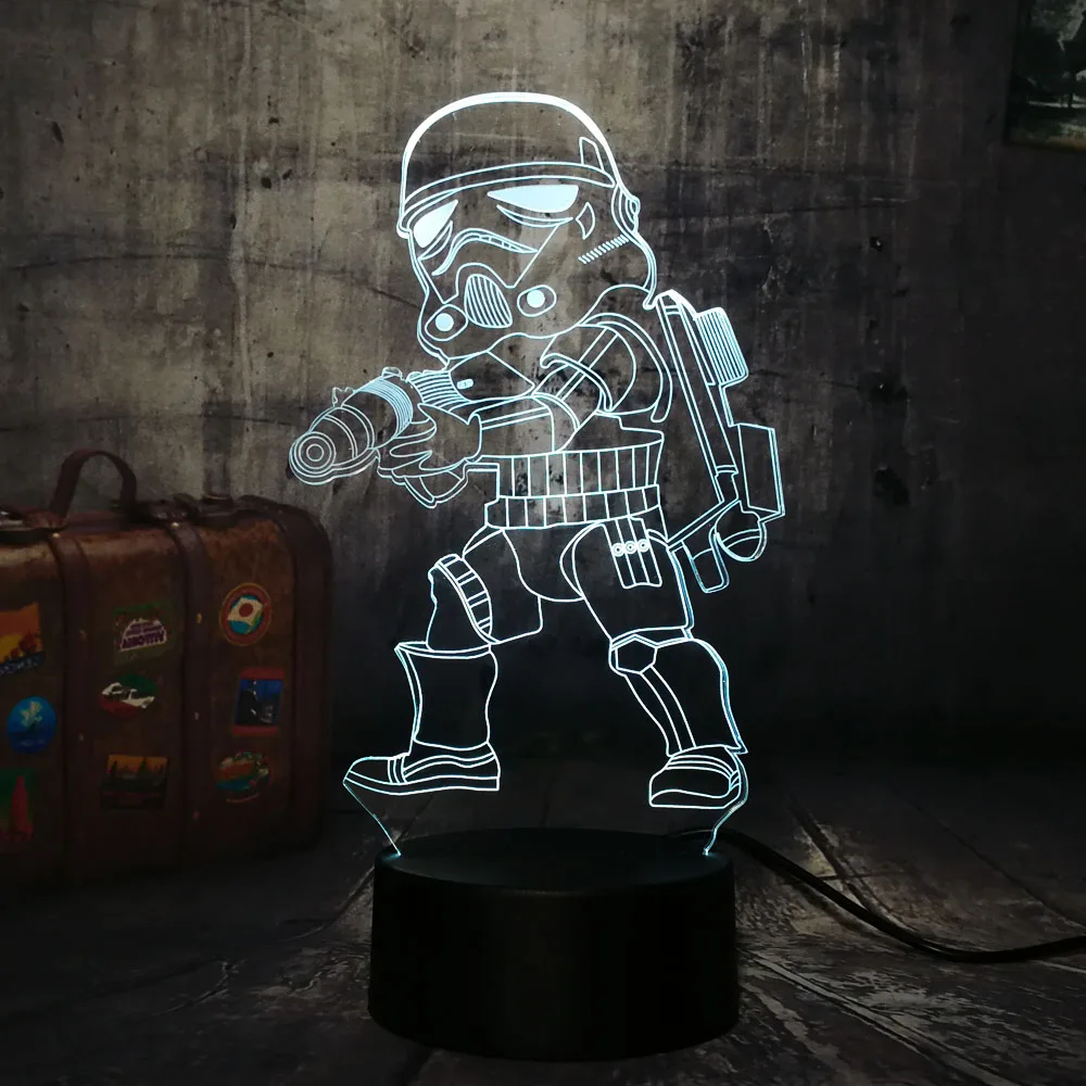 Nuevo Star Wars Imperial Stormtroope luz de noche LED 3D 7 colores Chang Tbale lámpara de escritorio decoración del hogar vacaciones chico chicos regalo de Navidad