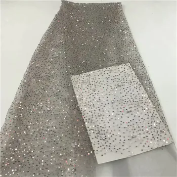 

2018 Newest Styles Sequins Gold Embroidery African Guipure Lace Fabric High Quality French Mesh lace fabric with bead Wine Red