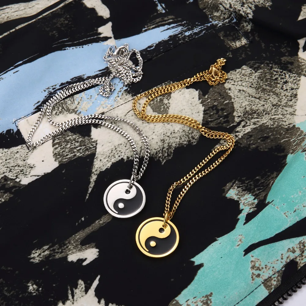 

Bling Micro Tai Chi Pictures Chains Pendants Necklaces Hip Hop Alloy Vintage Bronze Golden Silver Jewelry