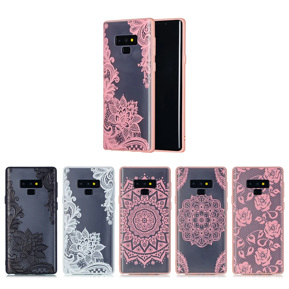 

Case For Samsung Galaxy Note 9 Case Silicone Cover Mandala Lace Flower Case On For Samsung Note 9 Pink Phone Cases Fundas Coque
