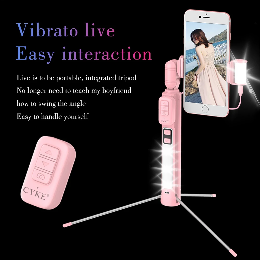 Cyke Selfie Stick Wireless Bluetooth Remote Shutter Extendable Phone Selfie Stick Tripod With Beauty Fill Light For Android Ios (9)
