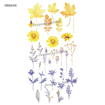 

HXMAN Flower Temporary Tattoo Sticker Waterproof Fashion Women Arm Fake Face Body Art 9.8X6cm Kids Adult Hand Tatoo P-032