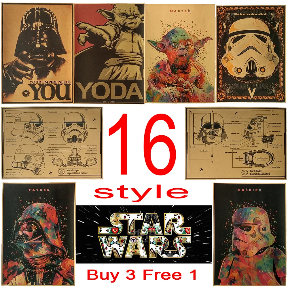 vintage poster Star wars movie retro poster kraft paper wall sticker Bar Cafe living room