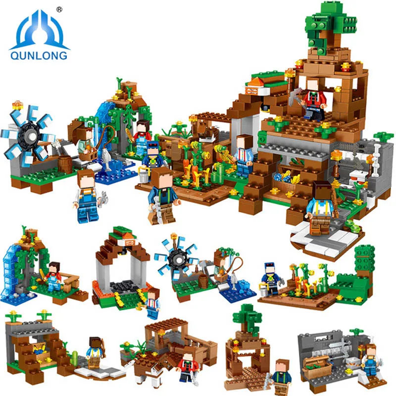 

8in1 Mine Craft Building Blocks Compatible with city Estate Village Manor Model Bricks Sets Educational Toys for Children boys