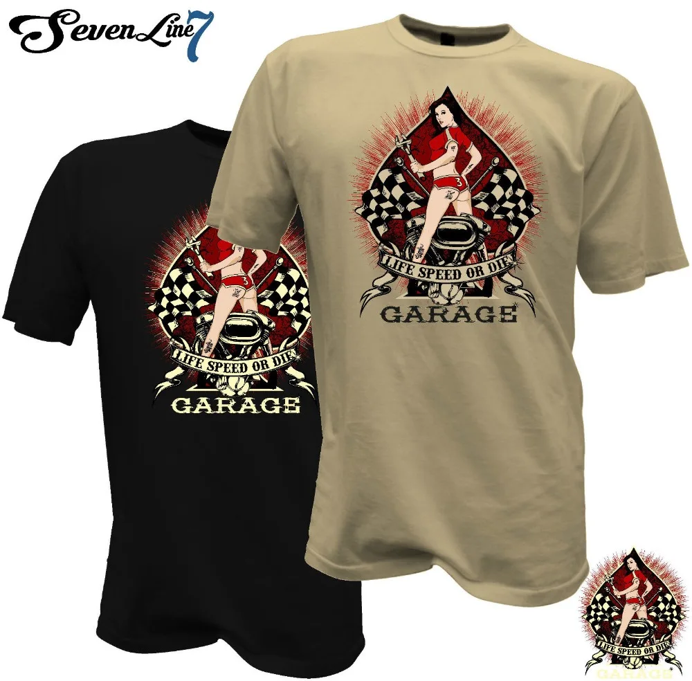 

2019 Fashion Hot T-Shirt Bikershirt Hellrider Biker Motorrad Werkstatt Skull PinUp HotRod motorcycle T shirt
