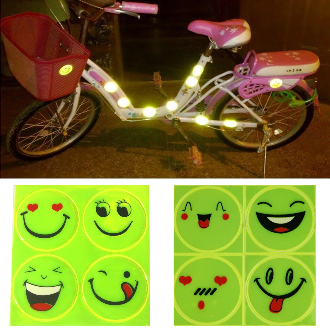 

Dewtreetali 1 Sheet Reflective Sticker Small Smile Face For Kids School Bag Reflective Motorcycle Scooter For Visible Safety