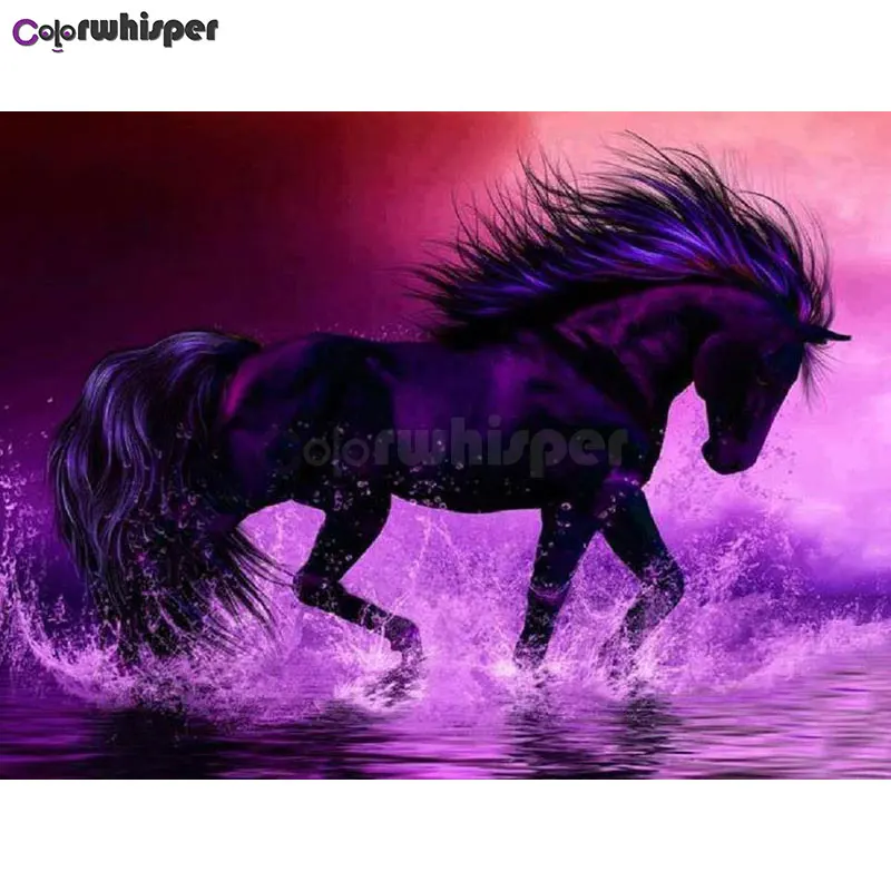 الماس اللوحة الكامل مربع/جولة الحفر الحيوانات الأرجواني سريعة الحصان تشغيل سباق 5D ألماس اللوحة التطريز فسيفساء 021XP