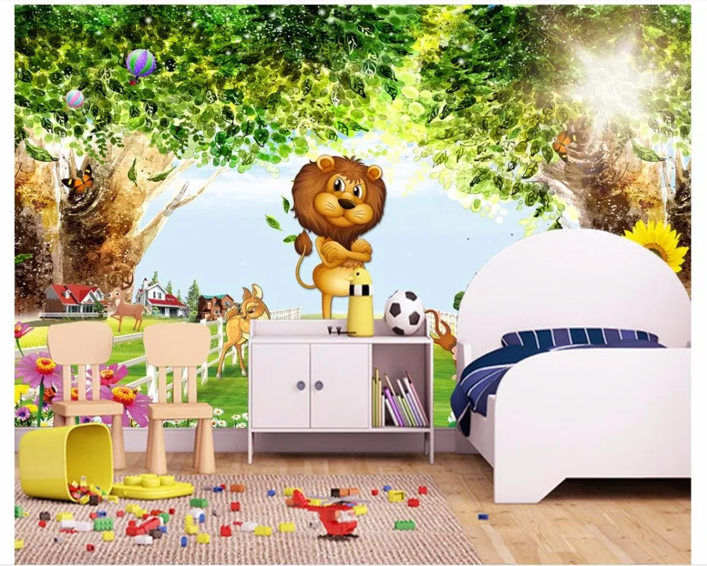 Фотообои на заказ 3d фрески обои для стен красивый пейзаж Лесной лес мультфильм