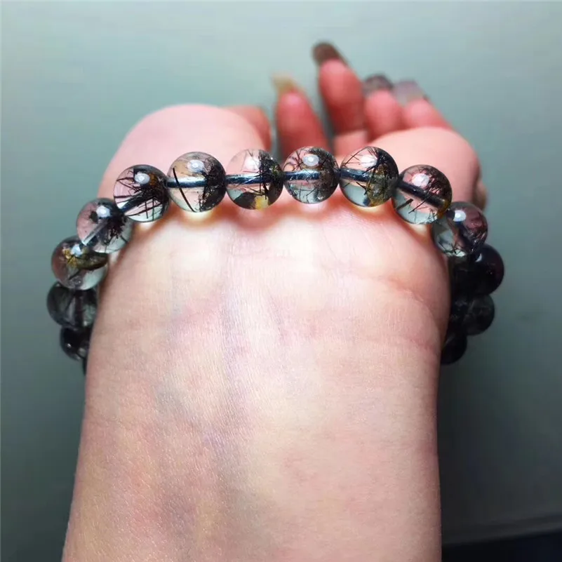 Natural Black Hair Rutilated Quartz Stone Bracelet (3)