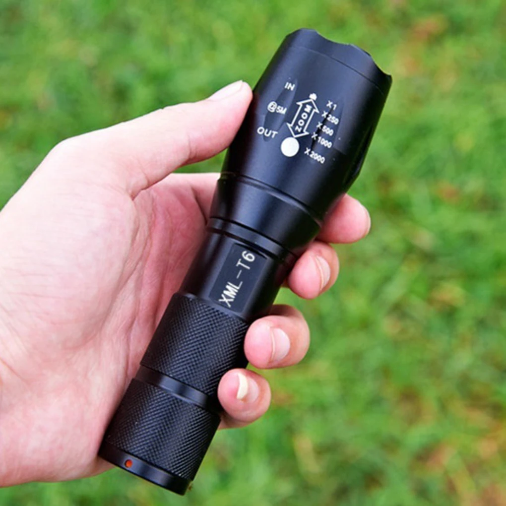 

Outdoor Rechargeable LED Flashlight Zoom Non-slip Handle Camping Handheld Light Night Riding Lamp
