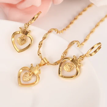 

Gold dubai indiaheartAfrican jewelry Set Necklace pendant Earrings Ethiopia Eritrea wedding bridl jewelry for women girl