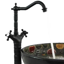 Черный натертый маслом латунный смеситель с двумя вентилями поворотный носик Кухня раковина кран смеситель, кран для раковины Csf093