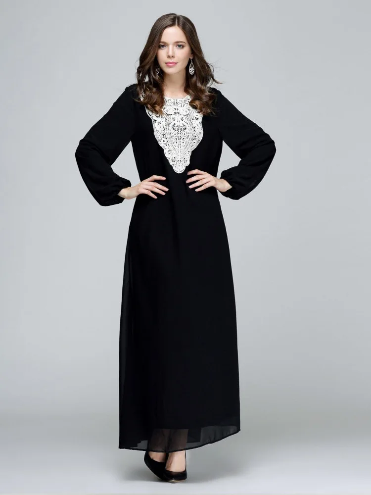 Для женщин элегантные мусульманские Абаи с длинными рукавами и круглым вырезом, большие Размеры 7XL турецкий Катар ОАЭ платье "Рамадан"