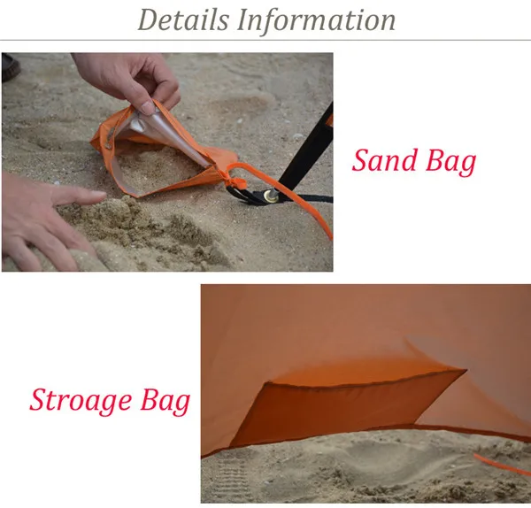 Tenda para Praia Verão ao ar Sombra de Sol Abrigo Livre Lona Strandtent Cabana Acampamento Pesca Toldo Praia Tenda Dossel Sol uv 19 Barraca de sol