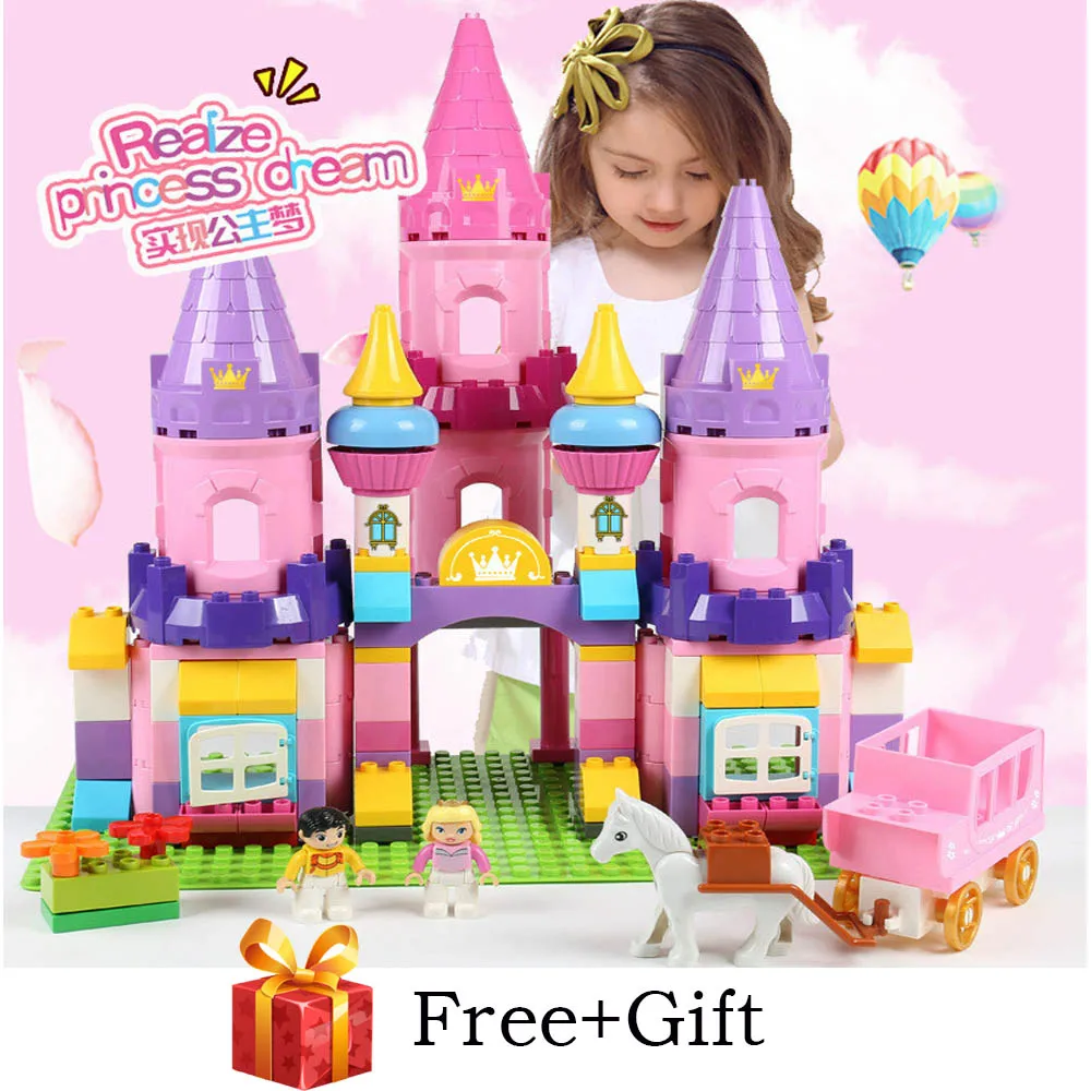 

109PCS Girls Princess Castle Building Blocks Sets Compatible legoergy Duplo Horse Friends Figures Creator Bricks Toys for Girls