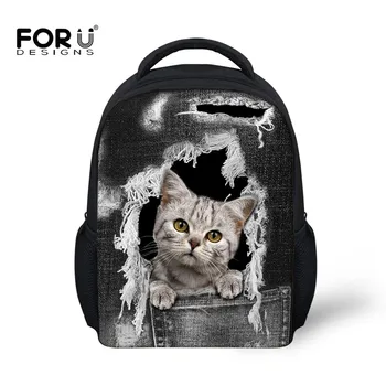 

FORUDESIGNS Children School Bags Animal Kids Bag Cat Backpacks Kindergarten age 1-5 Preschool Backpack Kids Toddler Mochila 2019