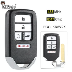 KEYECU 433MHz ID47 Chip FCC ID: KR5V2X Replacement  Smart Remote Key Fob for Honda Piot CR-V Civic 2016 2017 2018 2019 2020-2022