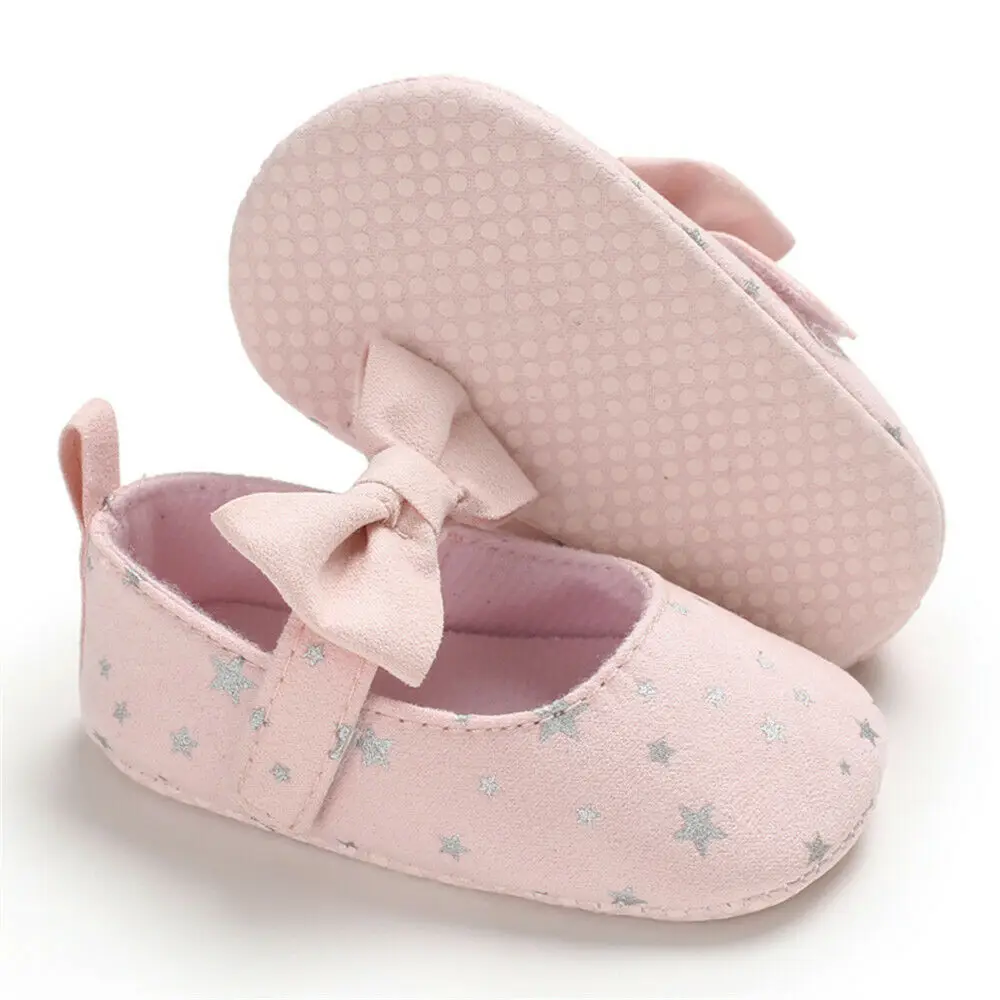 Милое летнее платье для маленьких девочек с бантом детская обувь, Новорожденные с бантом для маленьких девочек на мягкой подошве для младенцев противоскользящие носки принцессы спортивная обувь - Цвет: Розовый