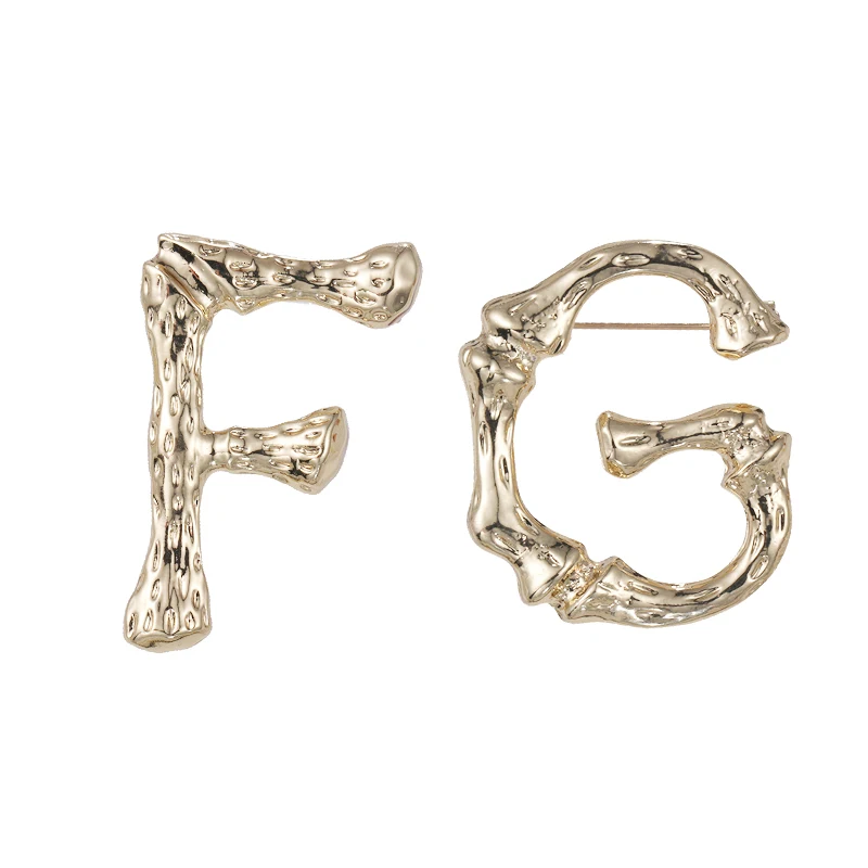 

WEIMANJINGDIAN Brand New Arrival Set of 2 PCS Letter F and Letter G Alloy Metal Brooch Pins in Gold Color