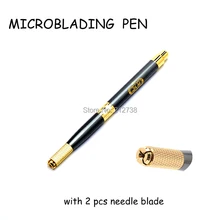 Профессиональный ручной татуировки ручка Перманентный макияж бровей ручка tebori ручка для микроблейдинга с 2 шт. иглы Лезвия