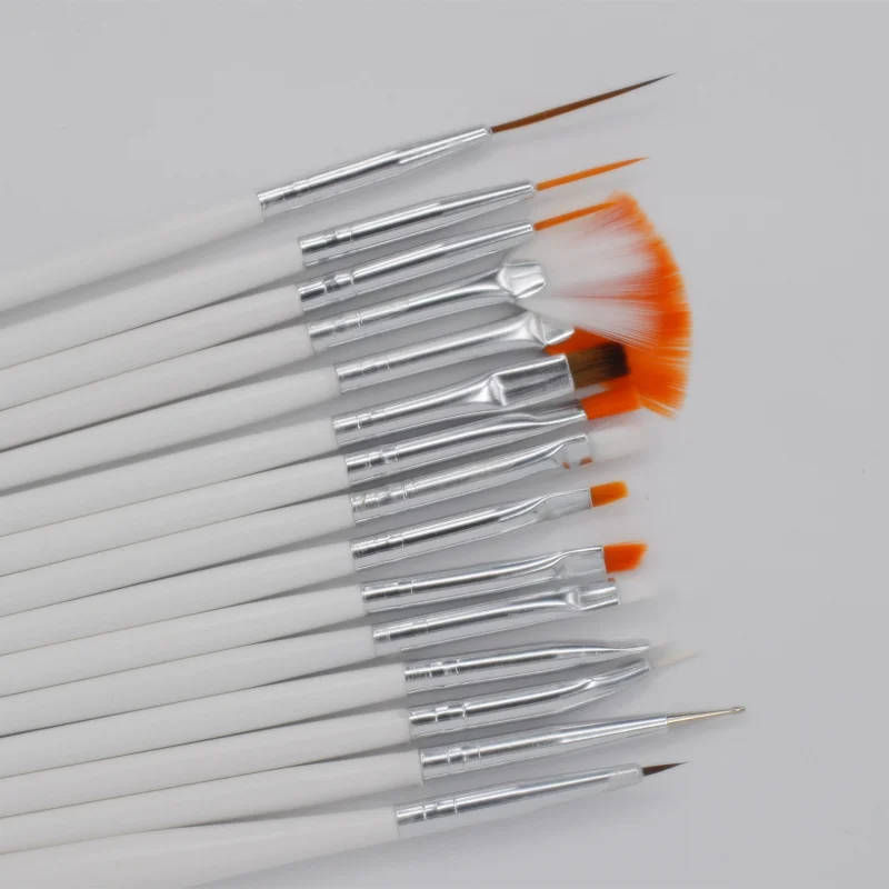 

15 Pcs Nail Art Design Brush Set, UV Gel Set Painting Draw Pen White Handle Brush Tips Tool + Free Shipping