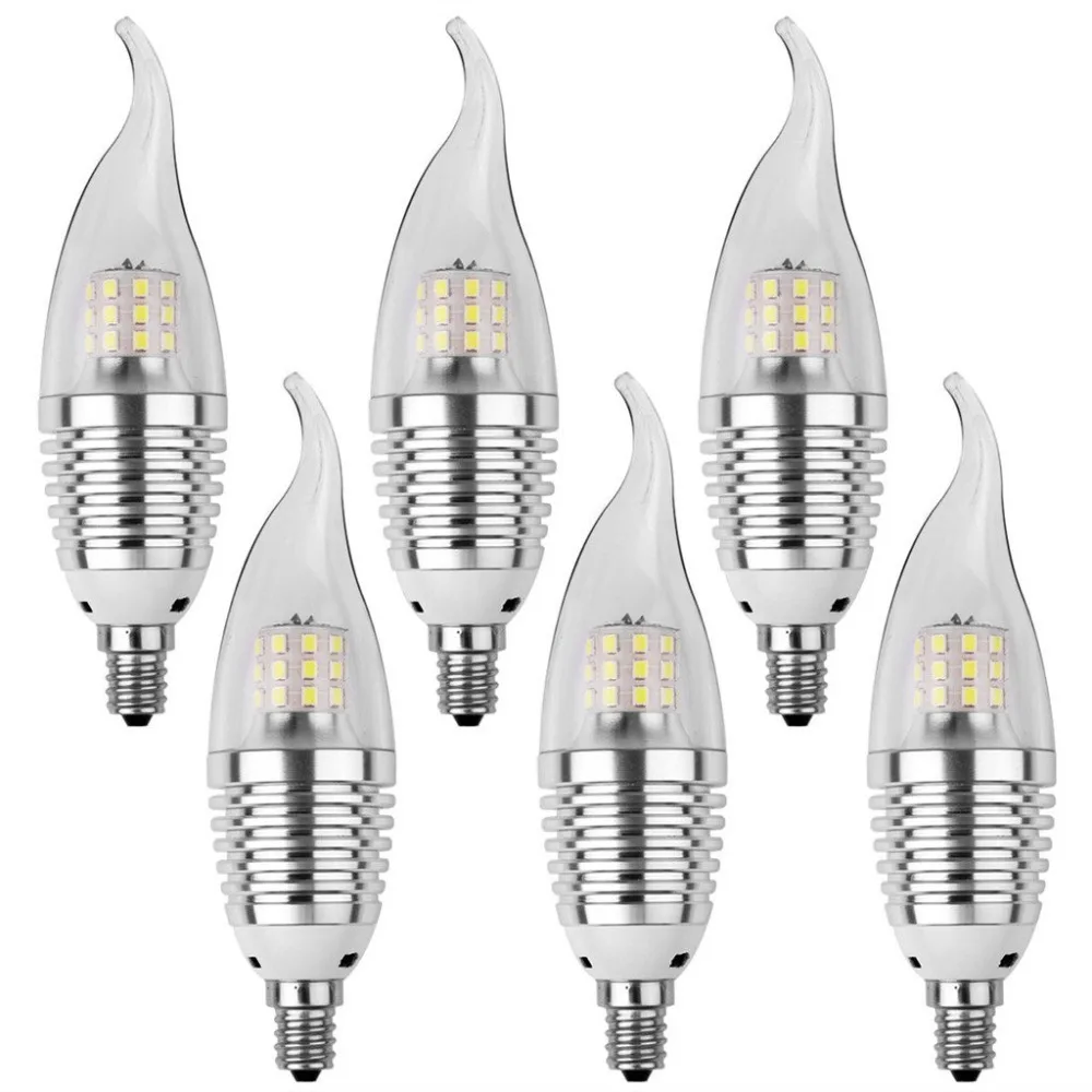 (6 PACK) LED Candelabra Bulb, Base E12 7W, LED Candle Bulbs, Non