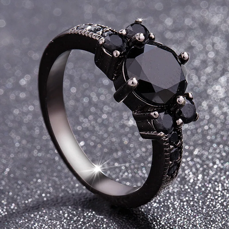 Black 14k Obsidian Diamond Rings Woman Peridot Mystic Gemstone Bizuteria Anillos De Jewelry For Charm Couple 