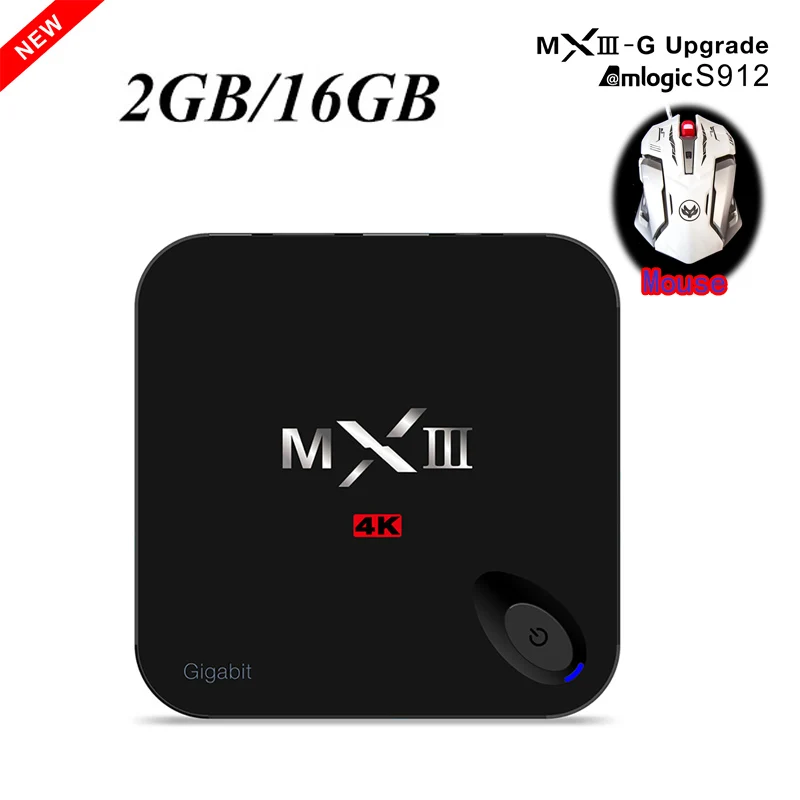 

Android 6.0 MXIII MXIII-G TV Box 2GB 16GB Amlogic S912 Octa Core MX3-G Smart Media Player Wifi BT4.0 4K TV Box Fully Laoded KODI