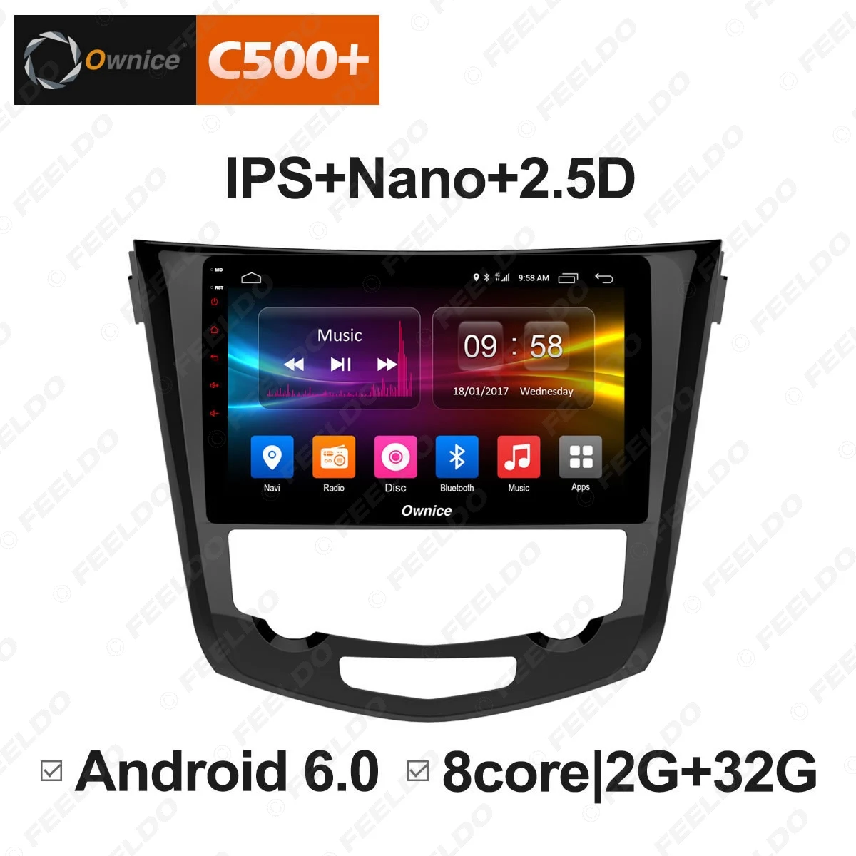 FEELDO 10," 2.5D Nano ips Экран Android 6,0 Octa Core/DDR3 2G/32G/4 аппарат не привязан к оператору сотовой связи автомобилей медиа плеер для X-trail 2013-(X-trail 3