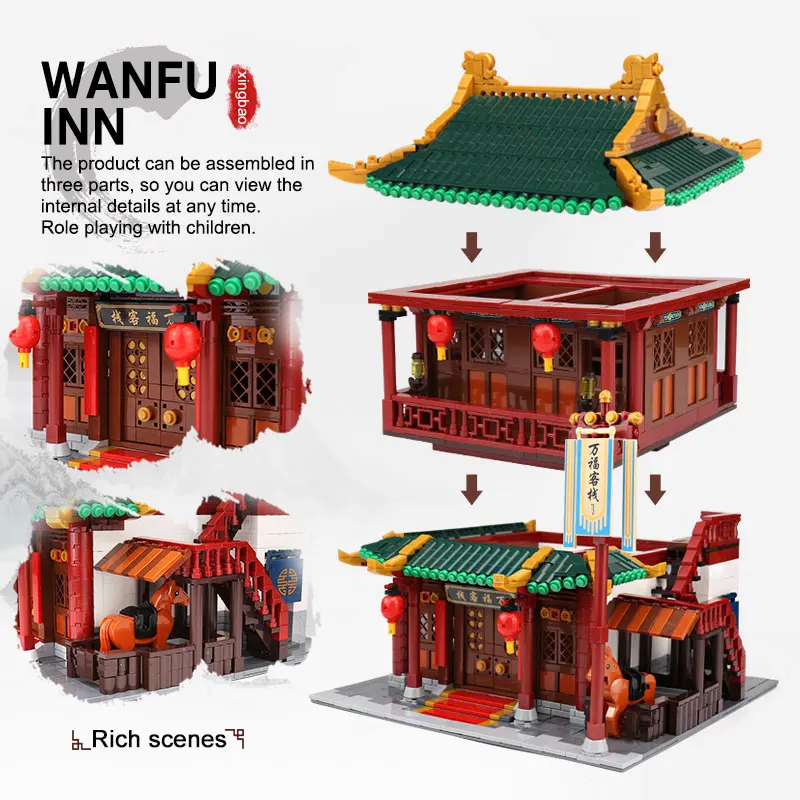 XINGBAO 01022 3046 шт китайские строительные серии Wanfu ИНН набор блоки кирпичи новые