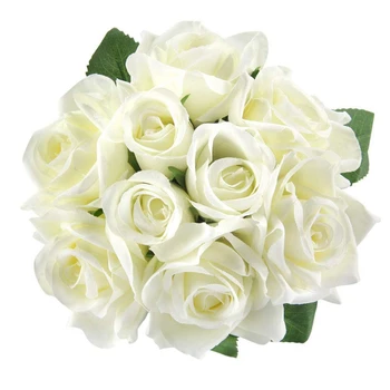 

opening promotion-Artificial Fake Flowers Silk Plastic Artificial Roses 9 Heads Bridal Wedding Bouquet For Home Garden Party W