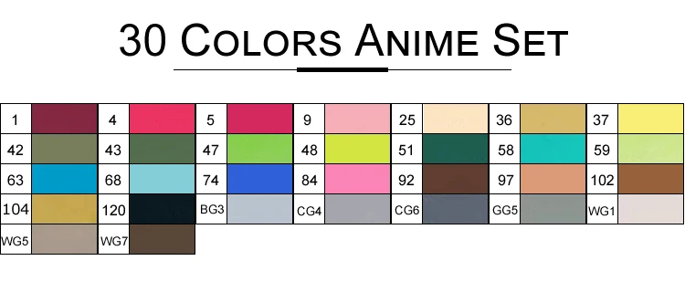 TOUCHFIVE Маркеры Ручка разноцветный набор аниме Студенческая Архитектура Дизайн интерьера эскиз алкоголь кисть художественный маркер фломастеры - Цвет: 30Color Anime Set