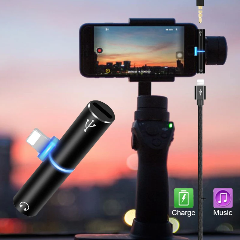 2 in 1 Adapter For iphone 7 8 plus X 10 For lightning Charging Adapter Cable Audio 3 5mm Music Earphone Adapter Headphone Jack