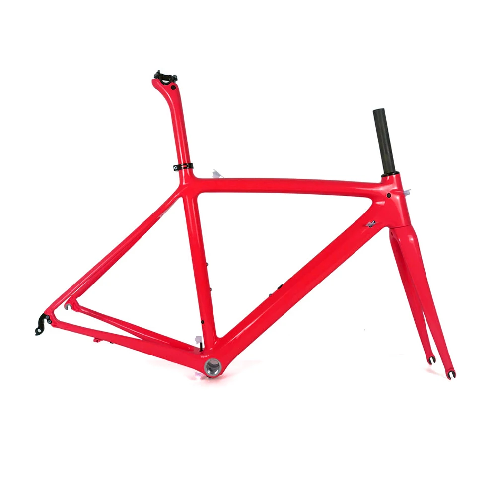Spcycle T1000 полный углеродный шоссейный велосипед рама 700C дорожный руль для велосипеда, углеродный BSA 68 мм OEM гоночный велосипед Рамка комплект 50/53/55 см - Цвет: Red Glossy