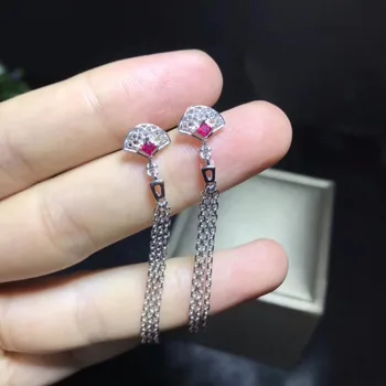 

Tested Pink Natural Ruby Stud Earrings for Women, 3*3mm, 925 Sterling Silver, Clover Jewelry with Velvet Box Certificate FR144