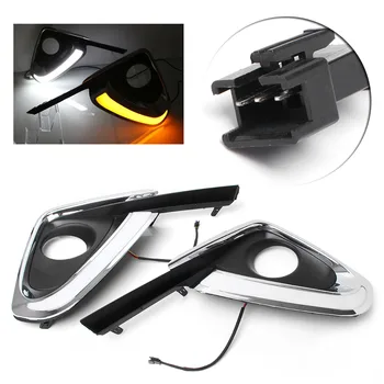 

Pair Car Blinker Indicators DRL LED Turn Signals Front Daytime Running Driving Work Lamp For Toyota Fortuner 2015-2016