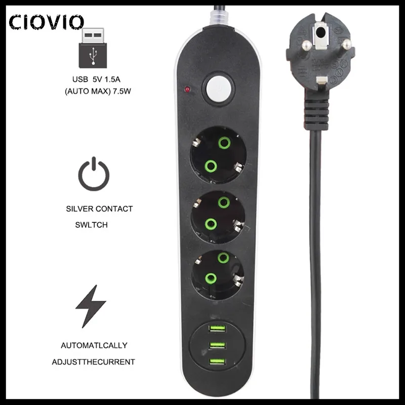 Новые Смарт USB Мощность розеток штепсельная вилка европейского стандарта 3